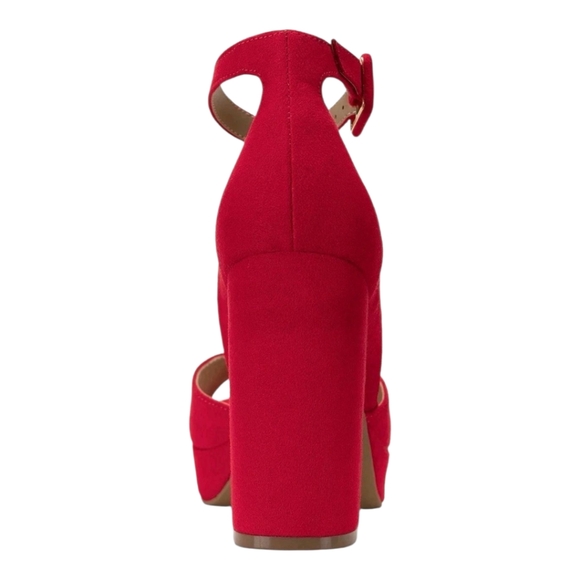 🎁Sun + Stone Red Platform Heels with Block Heel Size 9M - Picture 3 of 7